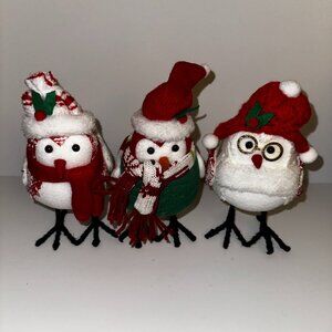 set of 3 WALMART "HOLIDAY TIME" FABRIC BIRDS 8" Christmas 2023